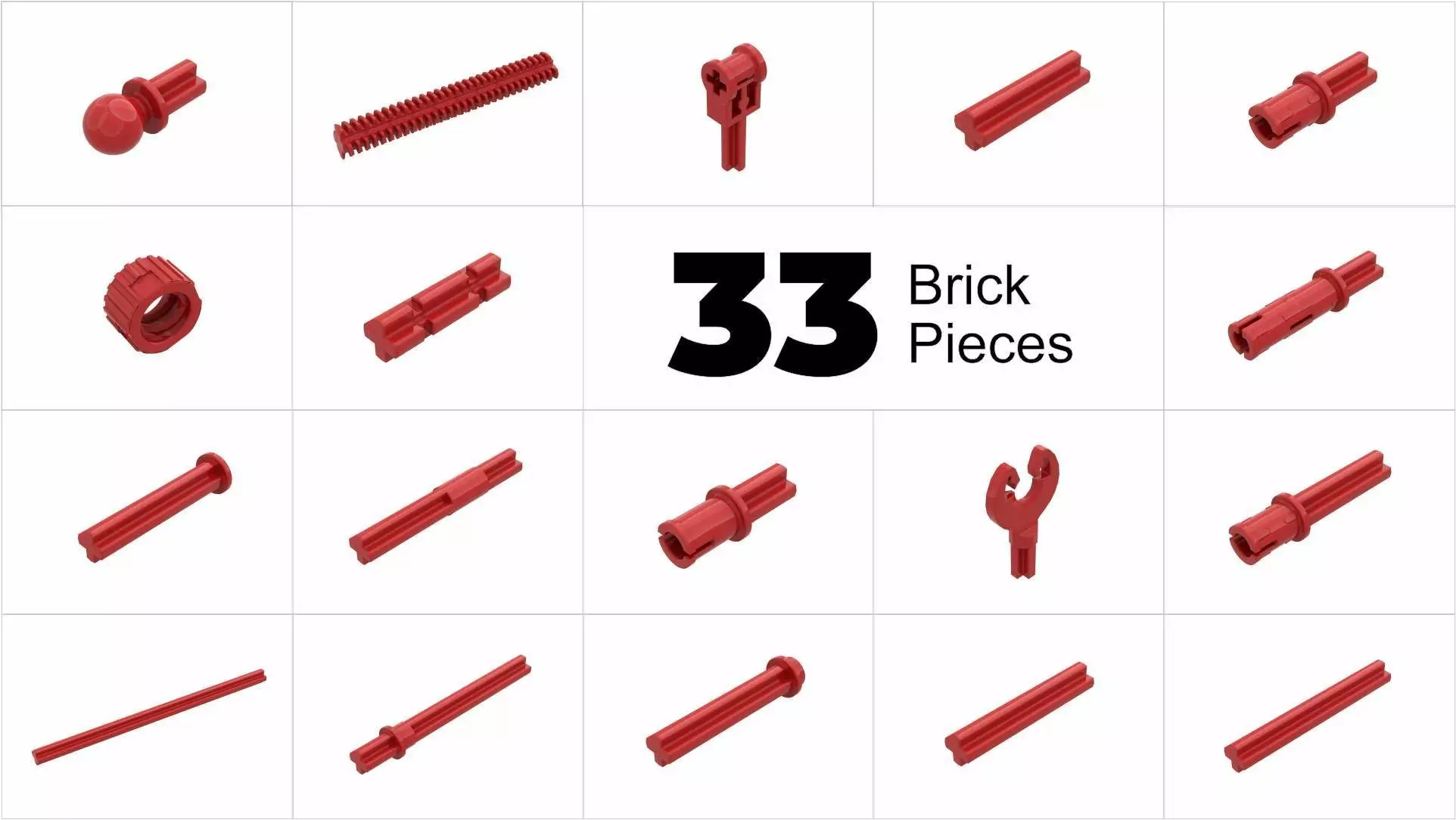 TwindBricks3D - 33 Technic Axle  collection 3D print model_0