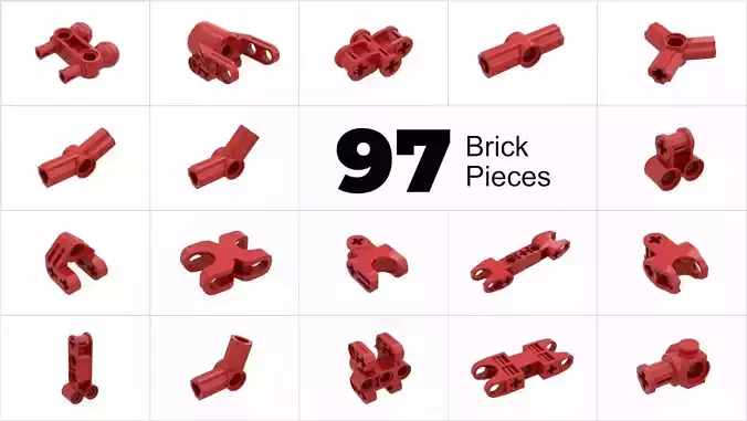 TwindBricks3D - 97 Technic Connector  collection 3D print model