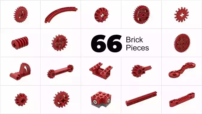 TwindBricks3D - 66 Technic Gear collection 3D print model