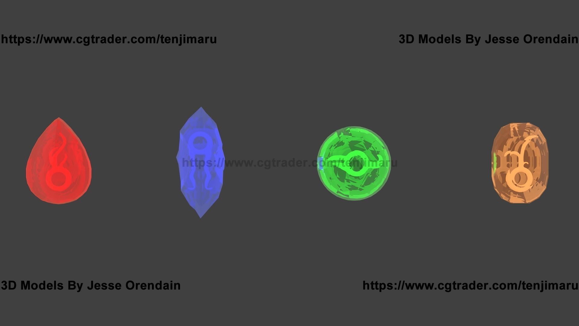 3D Elemental Gems 3D model_0