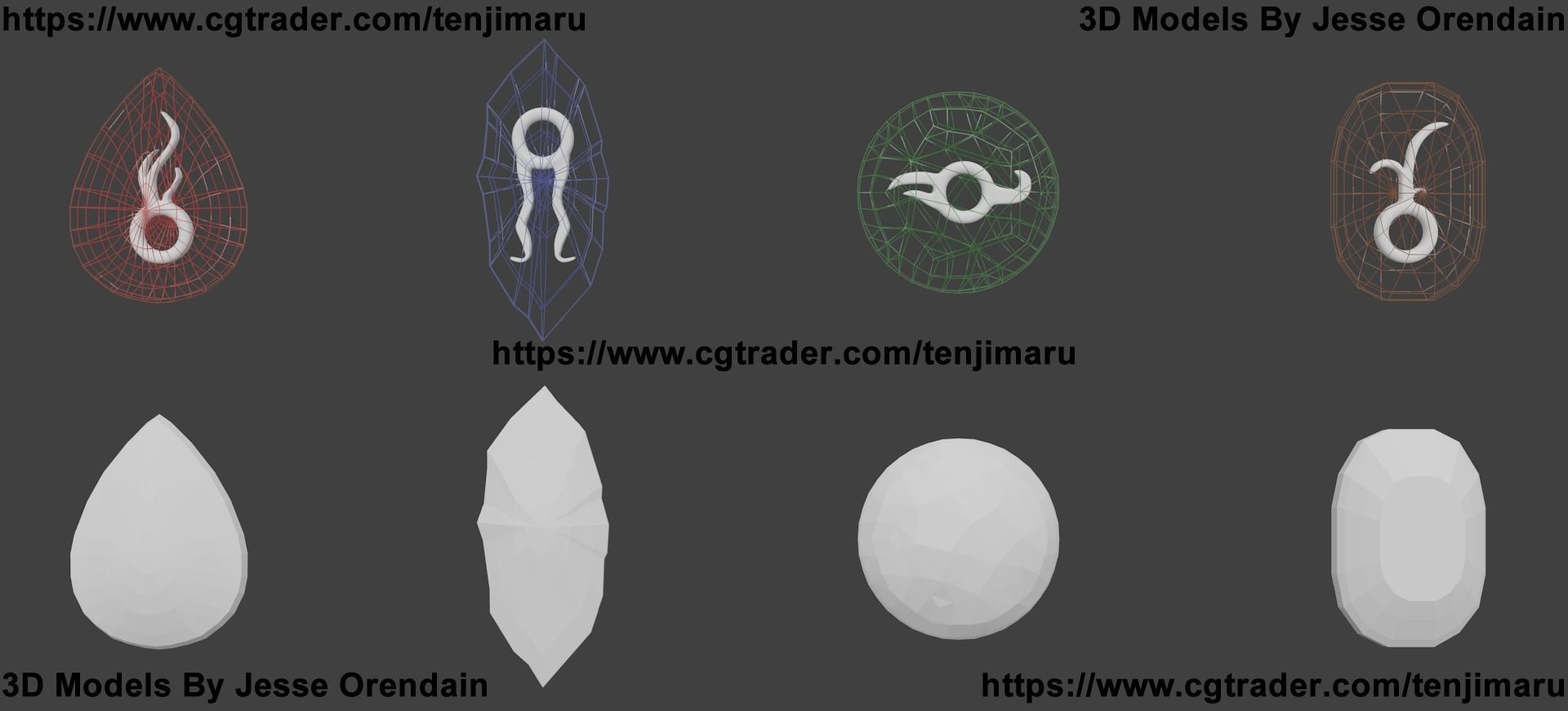 3D Elemental Gems 3D model_1