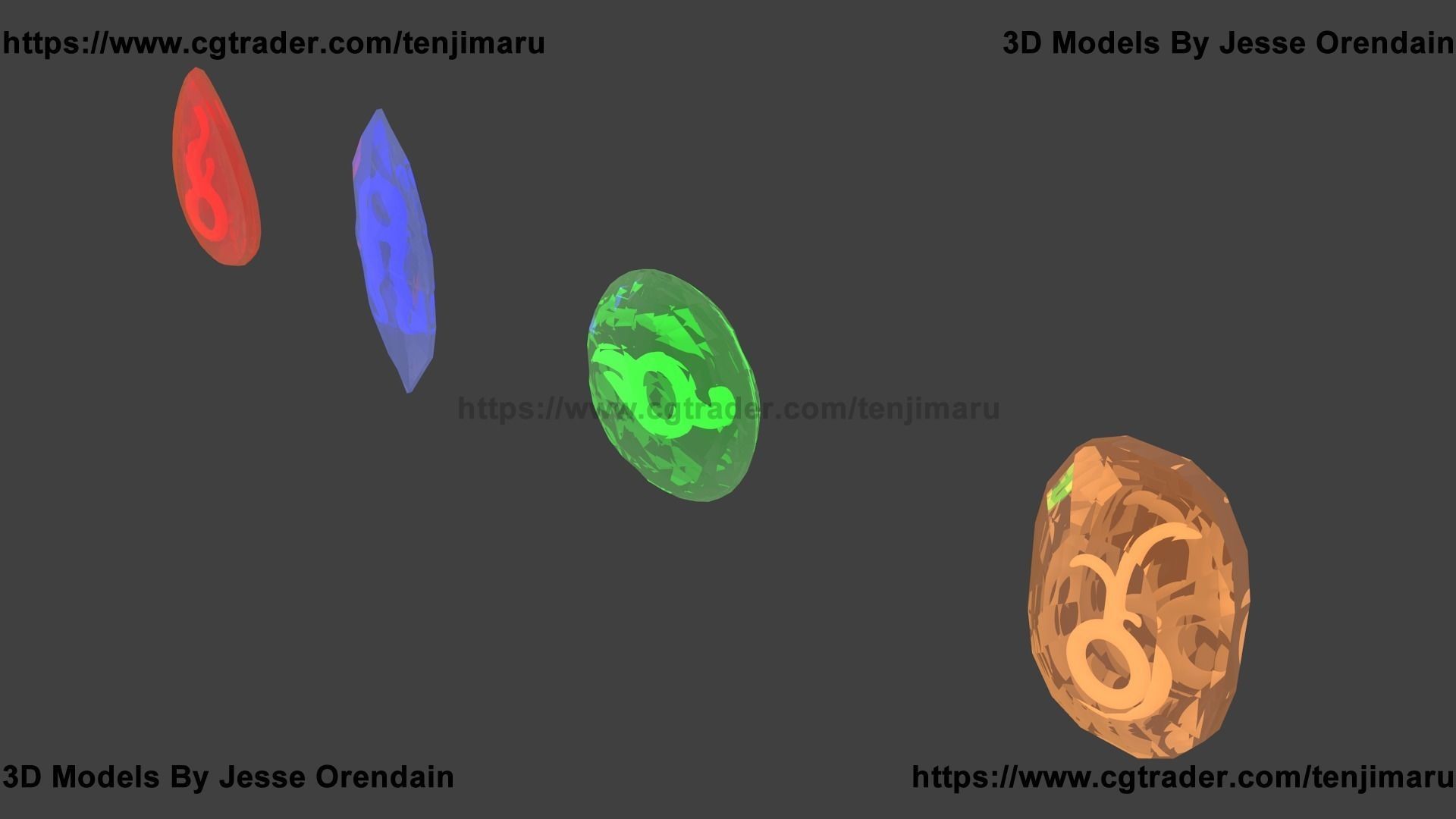 3D Elemental Gems 3D model_2