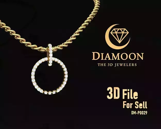 Pendent Round for Women and Men diamond and gem 3D print model