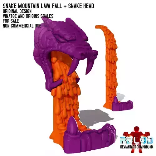 Snake Mountain Lava Fall and  Snake Head motu compatible 3D print model