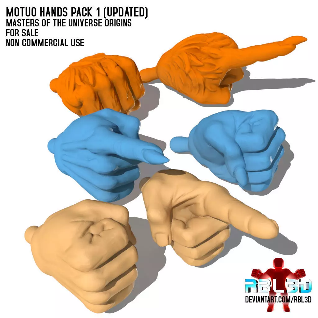 Motu Origins Hands pack 1 updated 3D print model