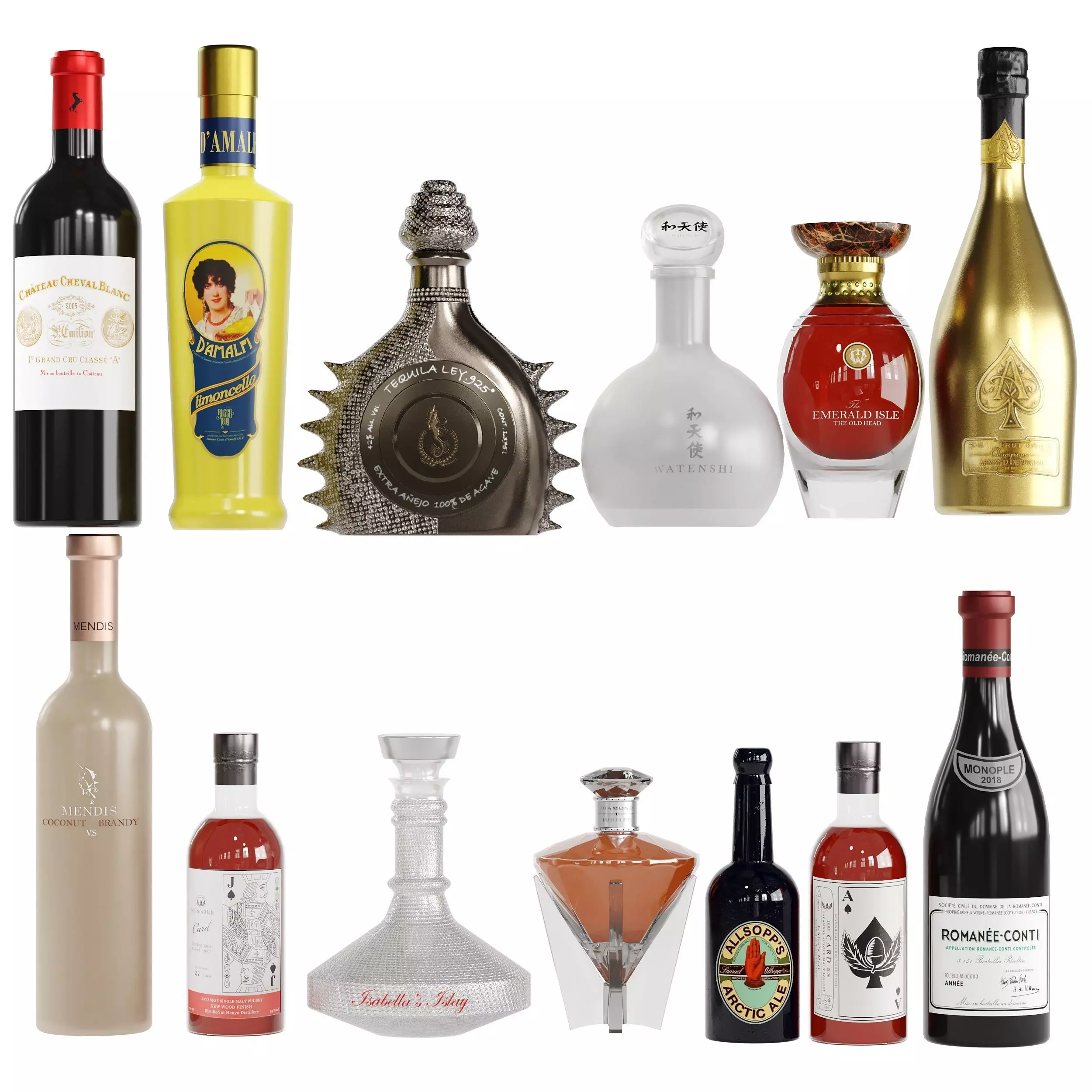 Top Expensive Drink Bottles Low-poly 3D model_0