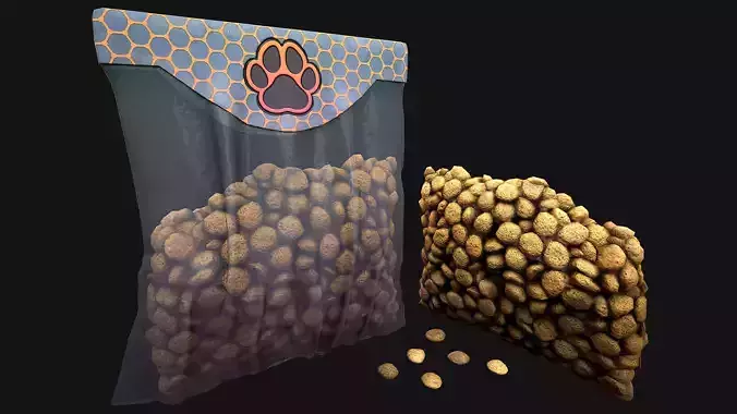 Dog Pet Cat  Dry Food Low-poly 3D model