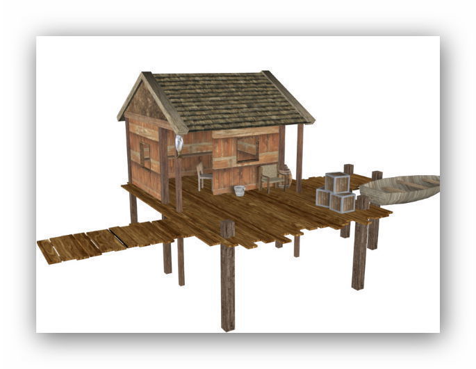 Medieval lowpoly buildings Low-poly 3D model_5