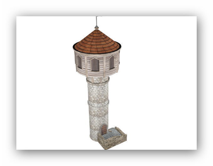 Medieval lowpoly buildings Low-poly 3D model_11