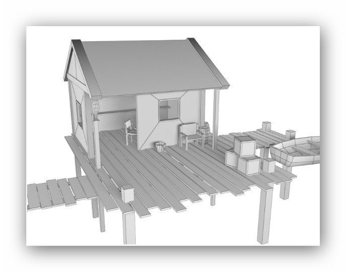 Medieval lowpoly buildings Low-poly 3D model_8