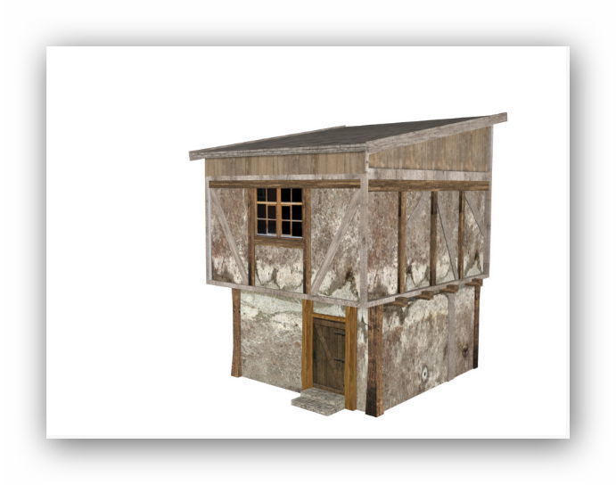 Medieval lowpoly buildings Low-poly 3D model_13