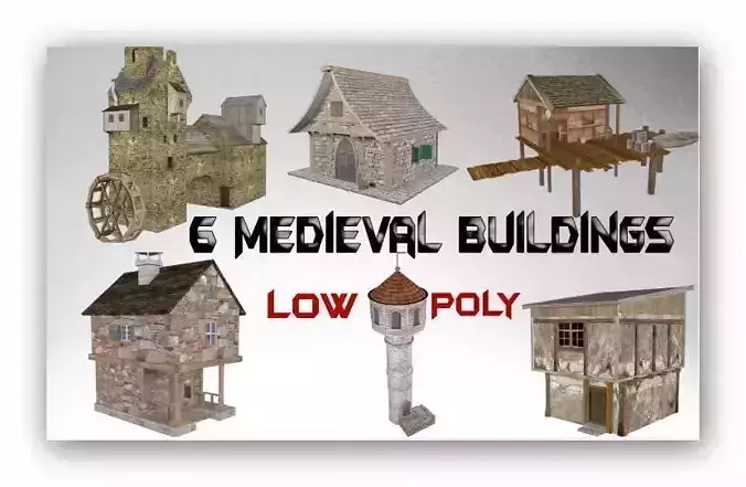 Medieval lowpoly buildings