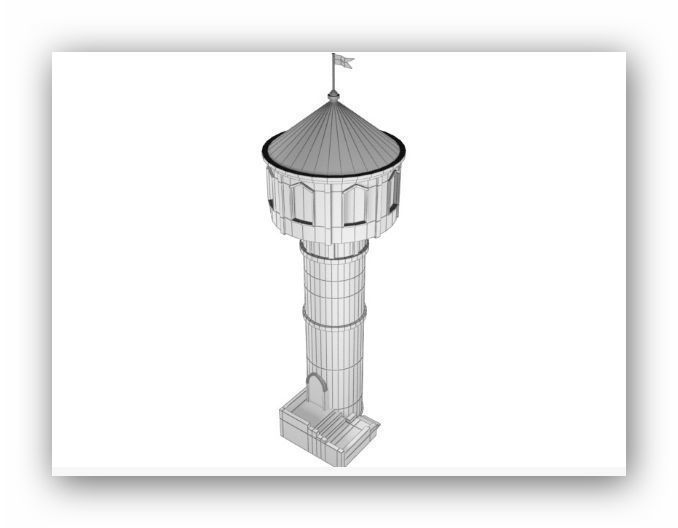 Medieval lowpoly buildings Low-poly 3D model_12