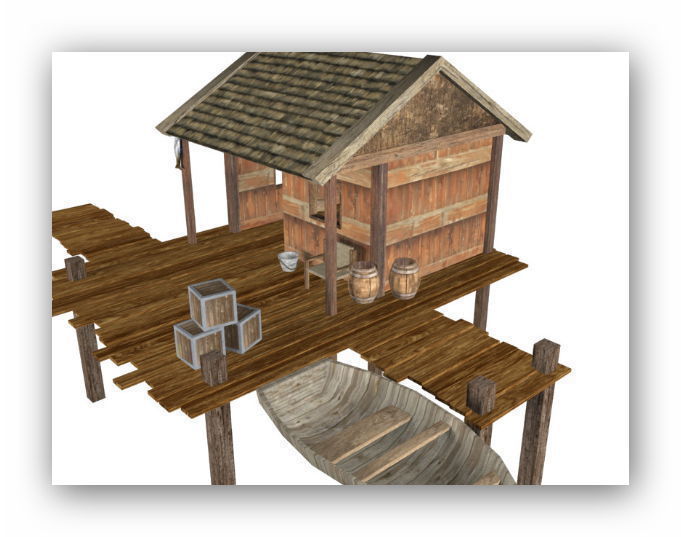 Medieval lowpoly buildings Low-poly 3D model_6