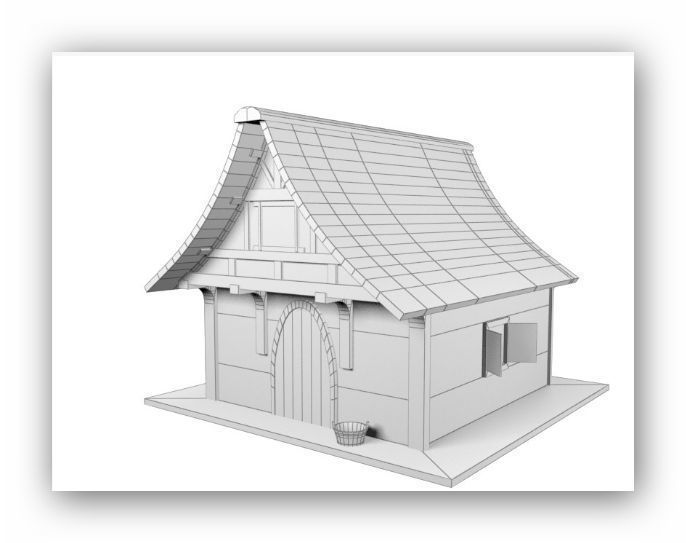 Medieval lowpoly buildings Low-poly 3D model_2