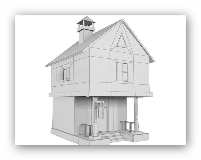 Medieval lowpoly buildings Low-poly 3D model_10