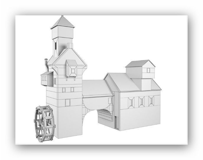 Medieval lowpoly buildings Low-poly 3D model_4