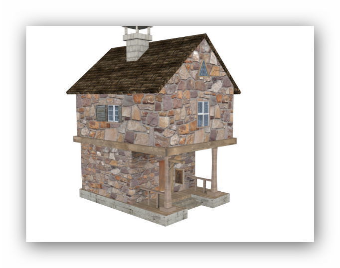 Medieval lowpoly buildings Low-poly 3D model_9