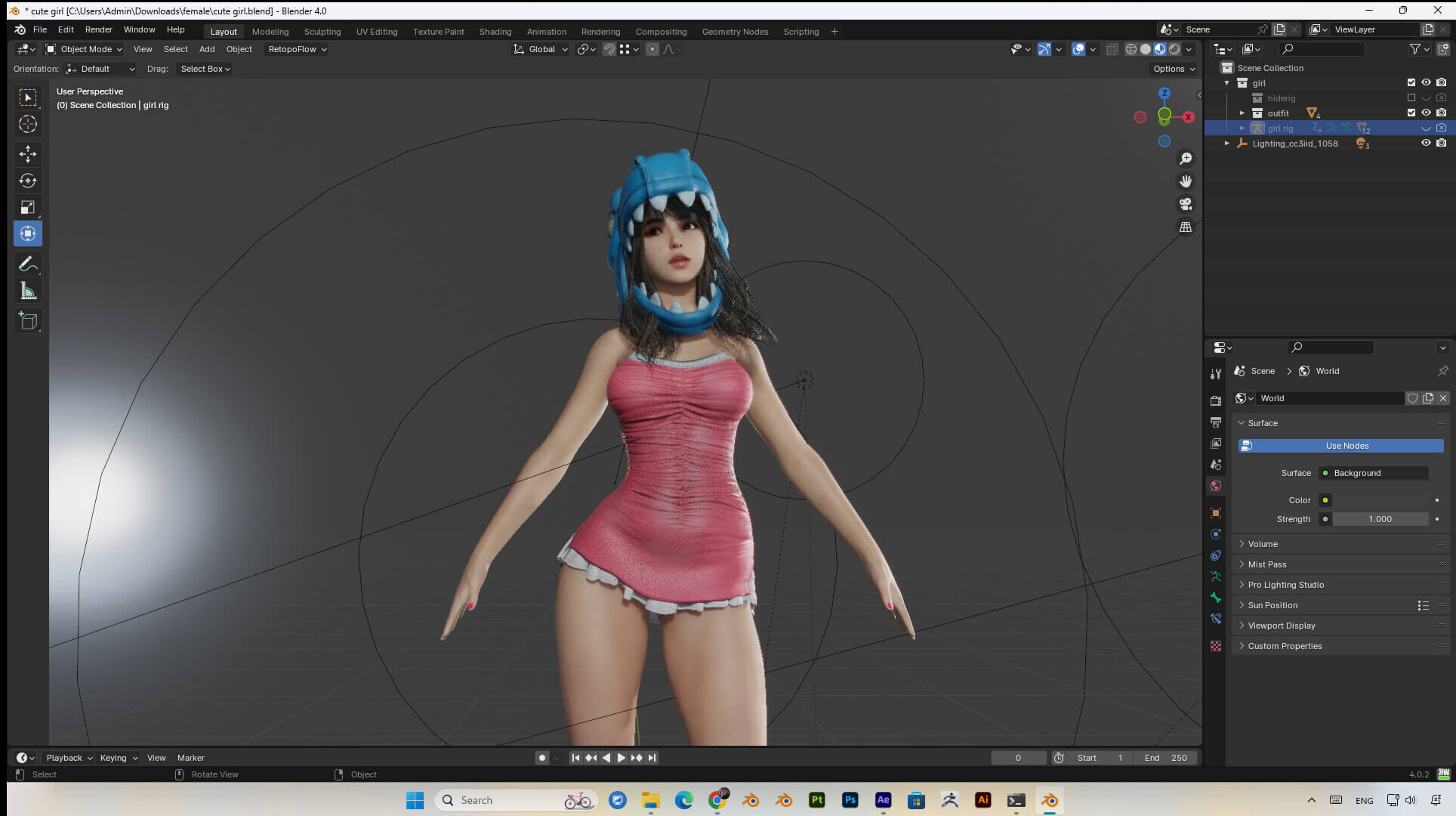 Cute Girl PBR 8K Full Rigged  Low-poly 3D model_9