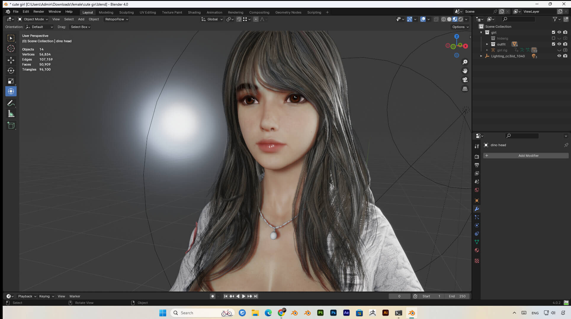 Cute Girl PBR 8K Full Rigged  Low-poly 3D model_4
