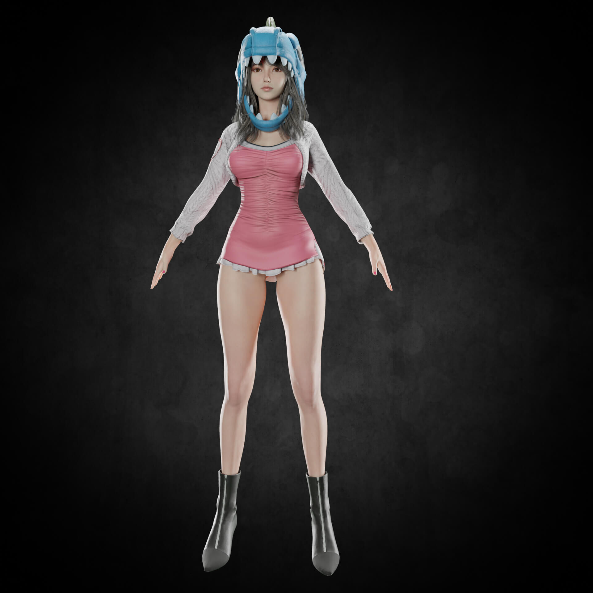 Cute Girl PBR 8K Full Rigged  Low-poly 3D model_1