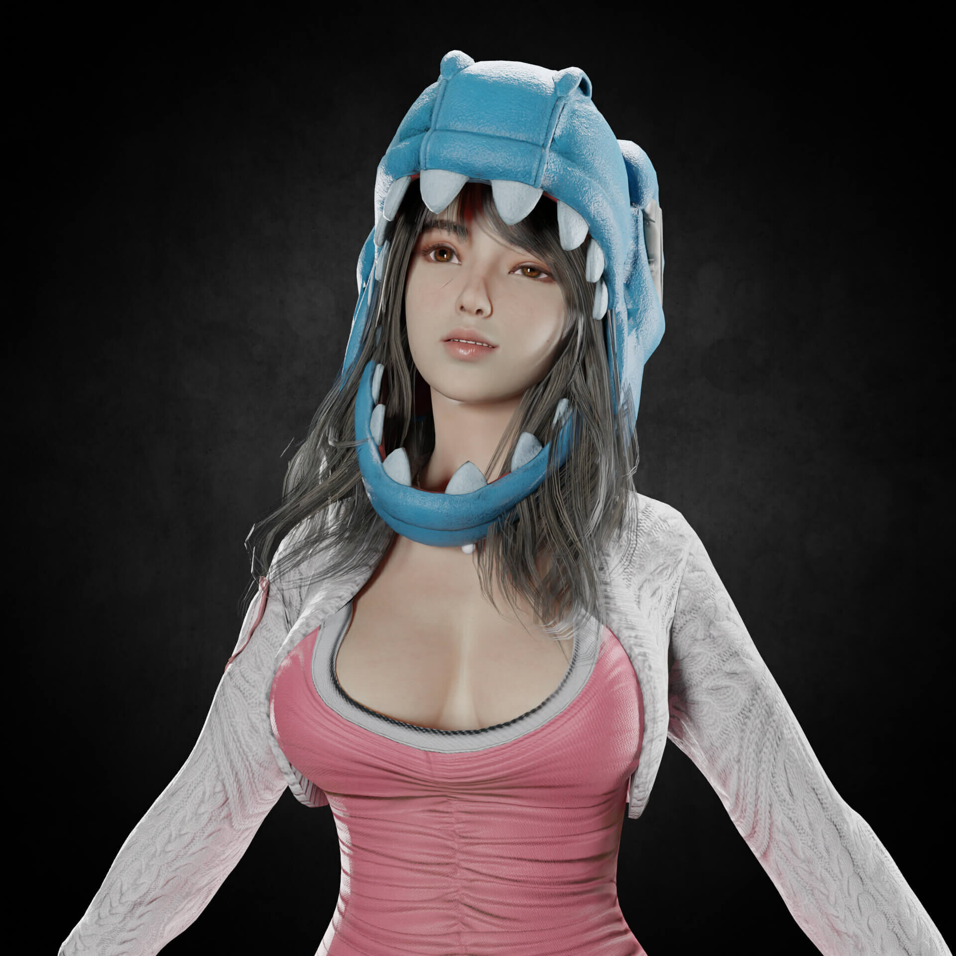 Cute Girl PBR 8K Full Rigged  Low-poly 3D model_2