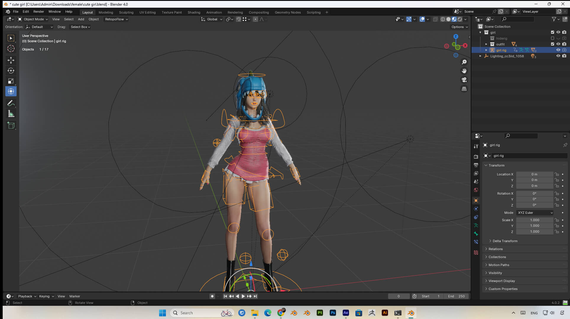 Cute Girl PBR 8K Full Rigged  Low-poly 3D model_3