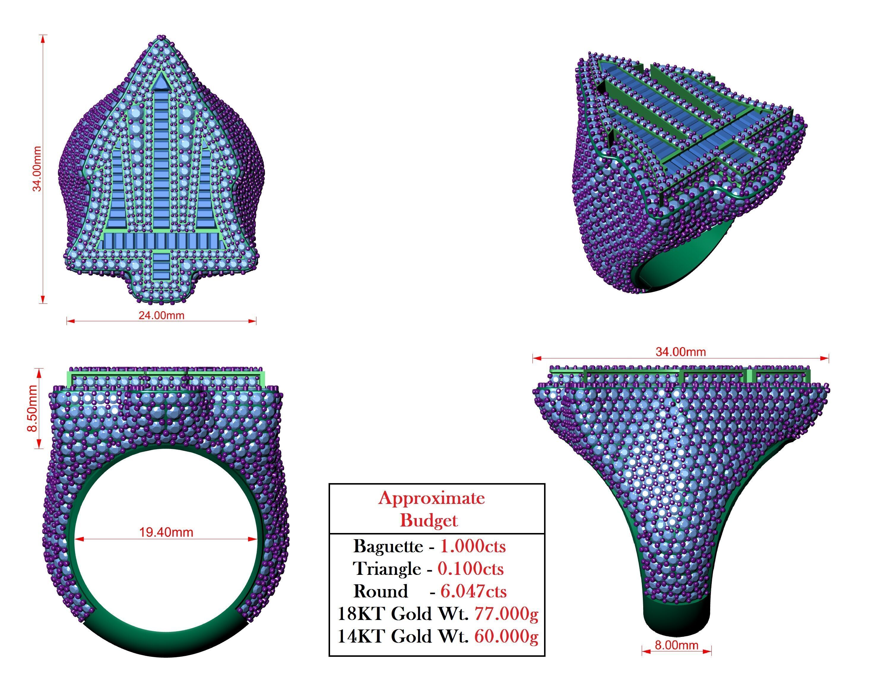 Trishul Ring for Men 3D print model_7
