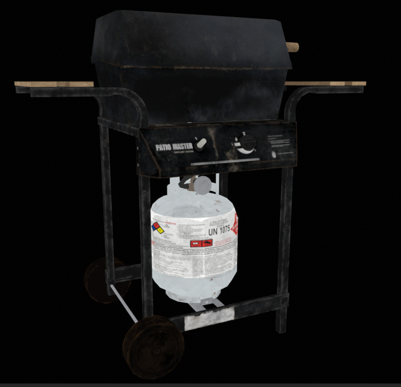 Propane stove and cylinder Low-poly 3D model_9