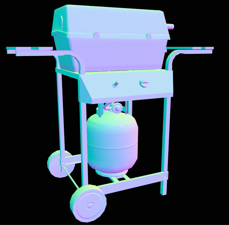 Propane stove and cylinder Low-poly 3D model_7