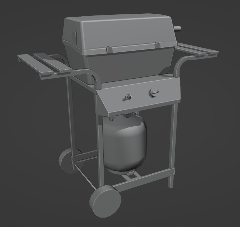 Propane stove and cylinder Low-poly 3D model_12