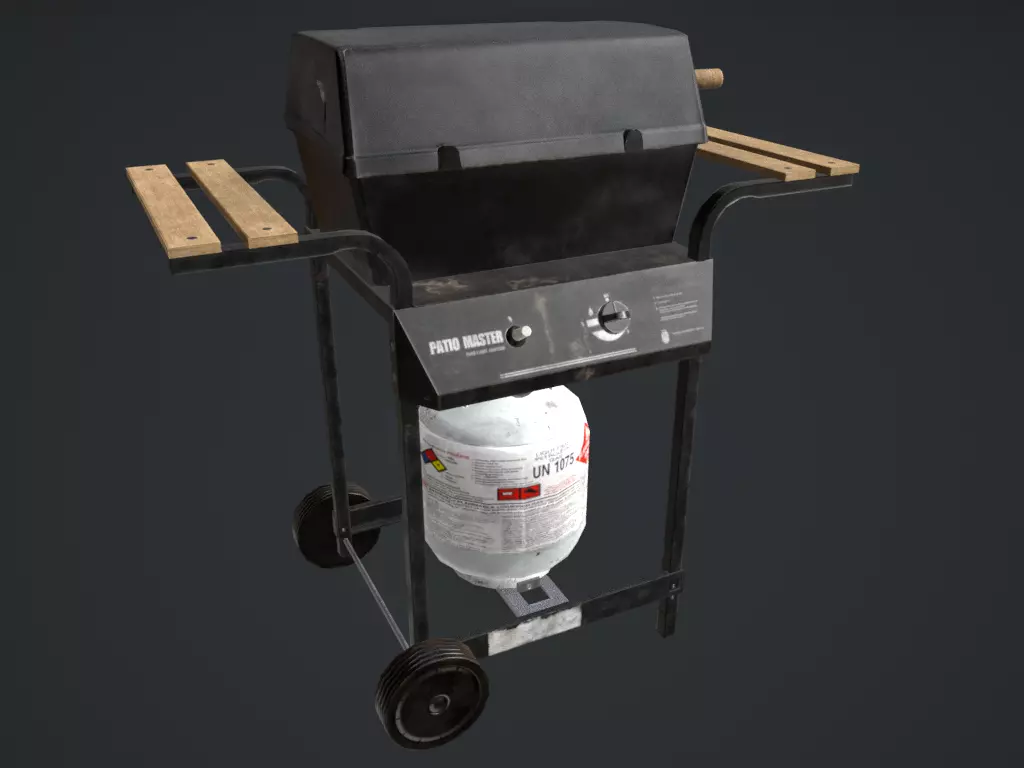 Propane stove and cylinder Low-poly 3D model_0
