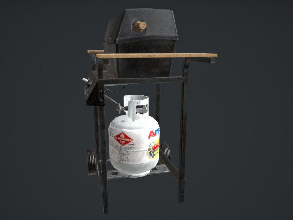 Propane stove and cylinder Low-poly 3D model_3