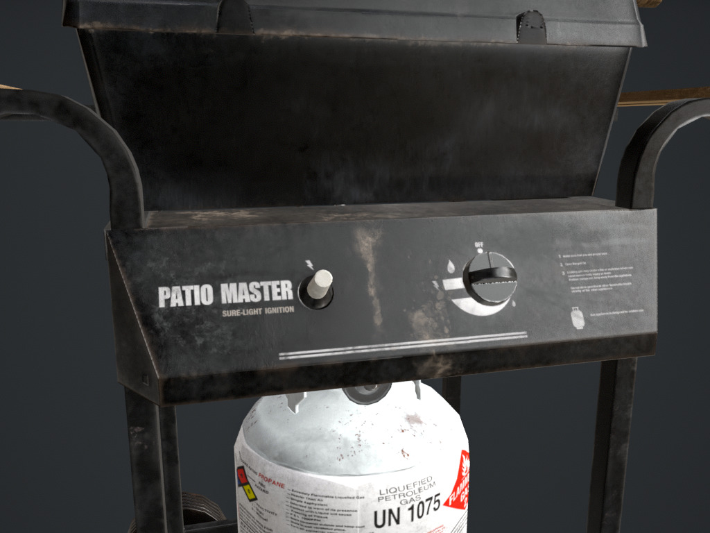 Propane stove and cylinder Low-poly 3D model_4