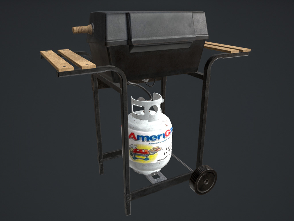 Propane stove and cylinder Low-poly 3D model_2