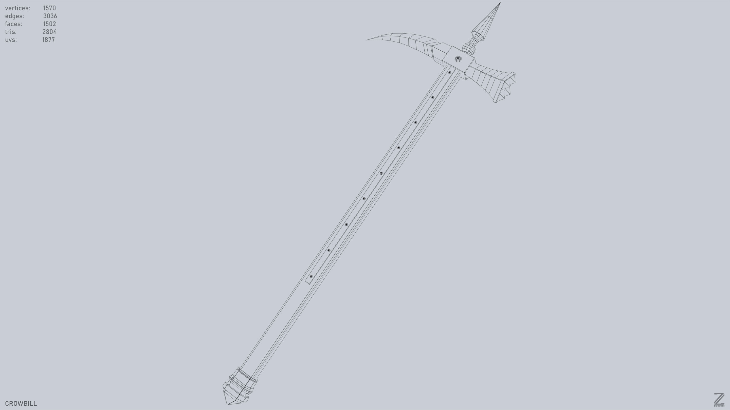 Crowbill Low-poly 3D model_11