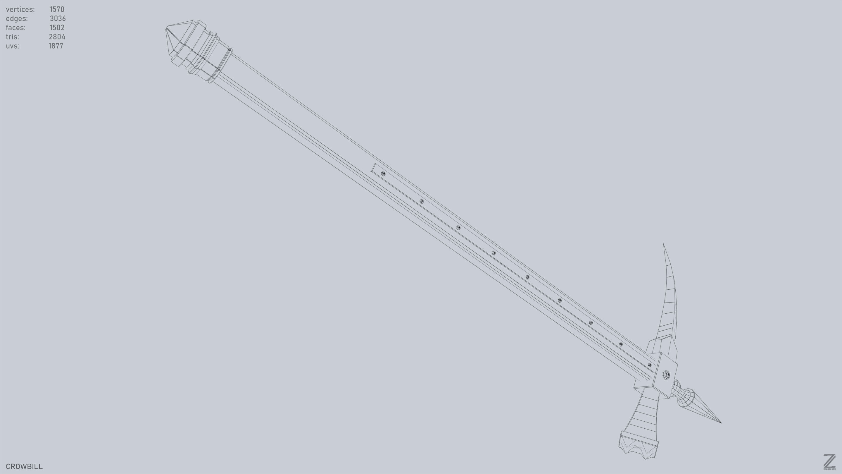 Crowbill Low-poly 3D model_14