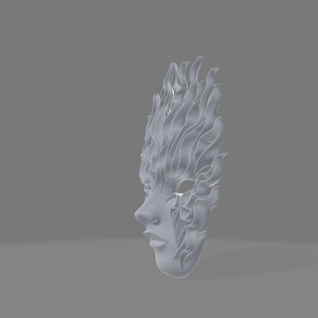 Flame Veil  Stylized Masquerade Mask 3D print model_2