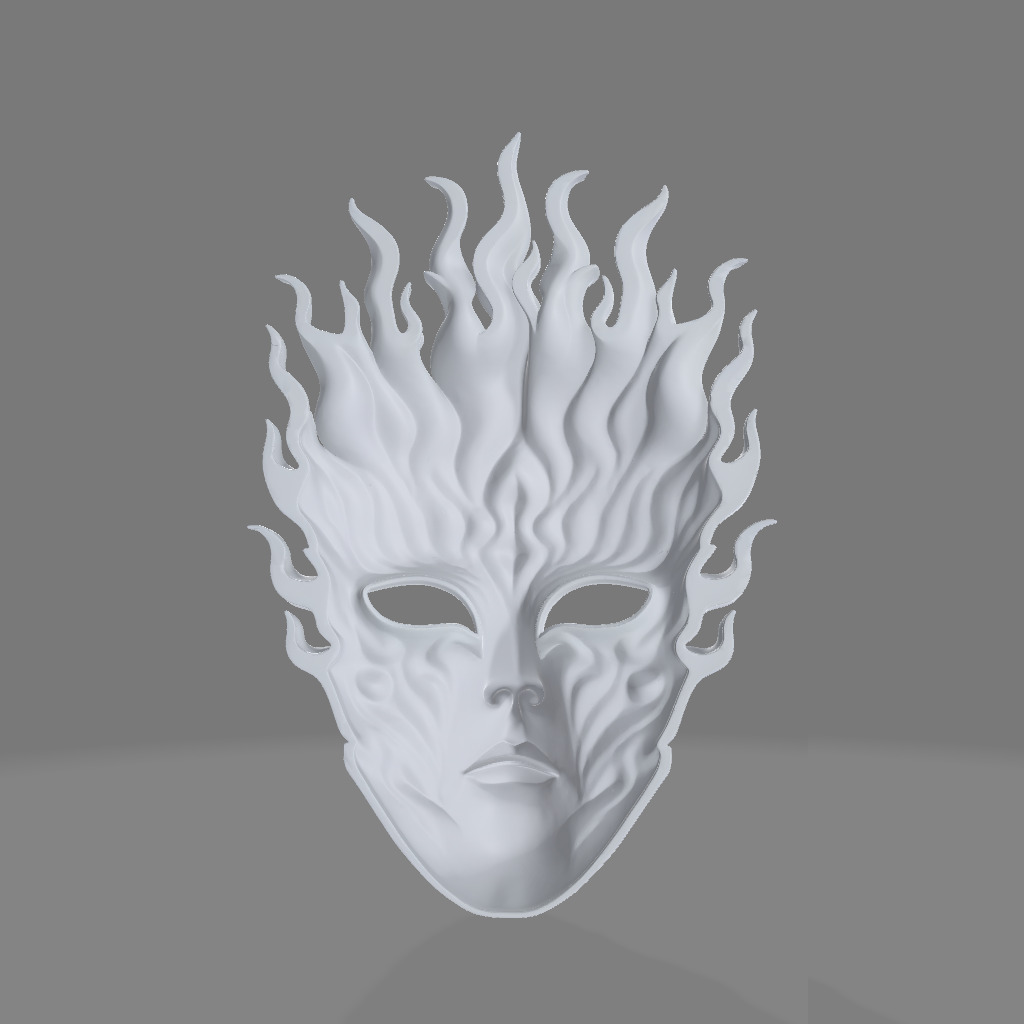 Flame Veil  Stylized Masquerade Mask 3D print model_3