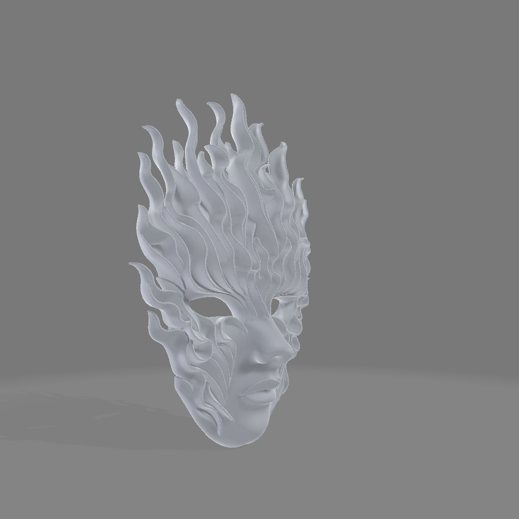 Flame Veil  Stylized Masquerade Mask 3D print model_4