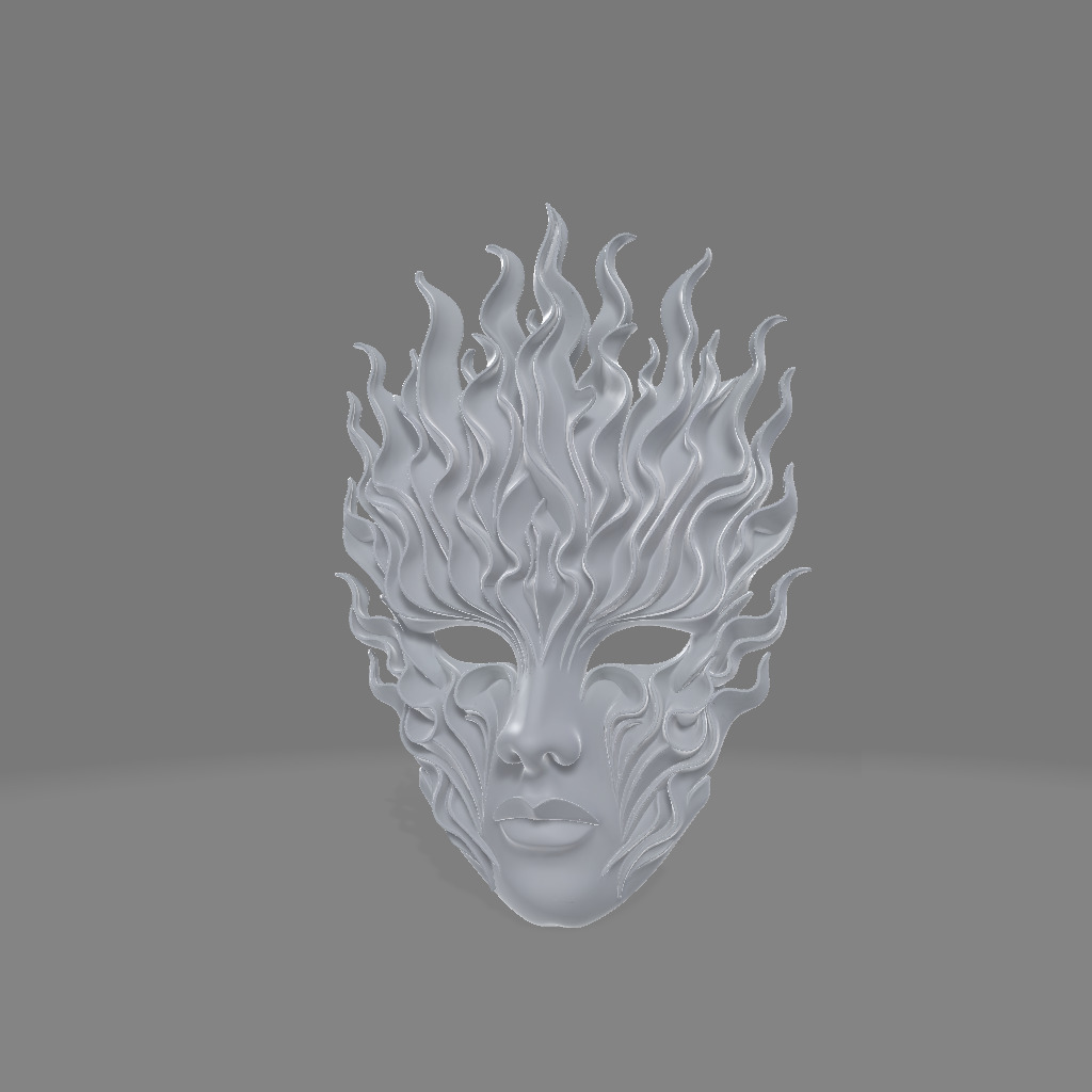 Flame Veil  Stylized Masquerade Mask 3D print model_1
