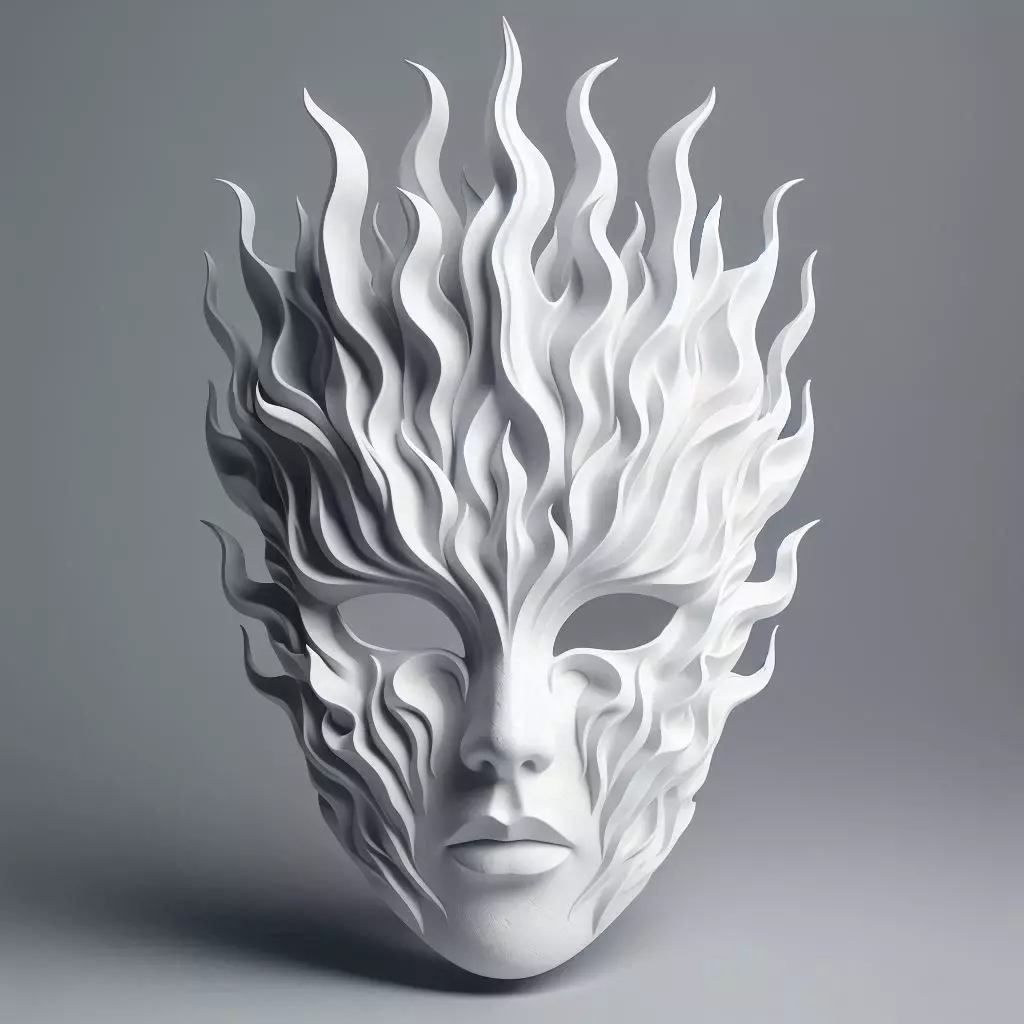 Flame Veil  Stylized Masquerade Mask 3D print model_0