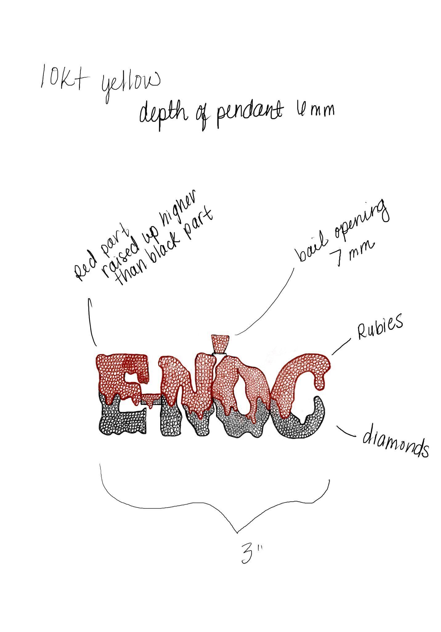 Name Pendant ENOC 3D print model_4