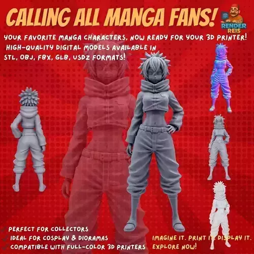 Urban Style  Modern Anime Girl Character 3D Print Model