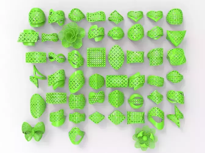 Fusion ring jewelry 3D print model 50rings 3D print model
