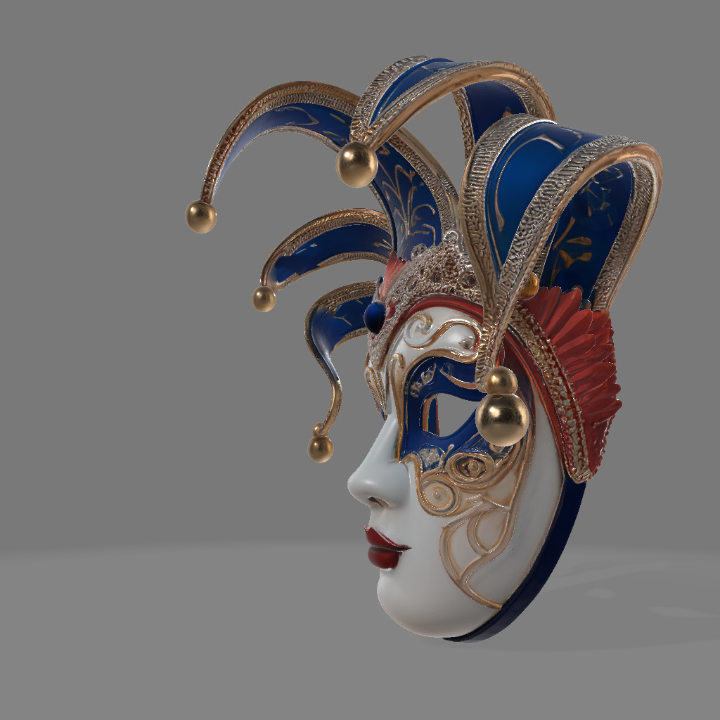 Venetian Jester Mask Blue Gold Elegance 3D print model_2