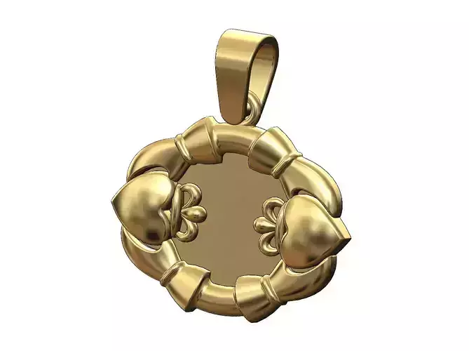 Claddagh heart crown sides pendant charm with bail 