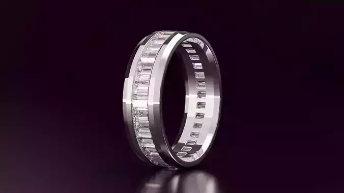  channel set baguette straight eternity band 54EU size