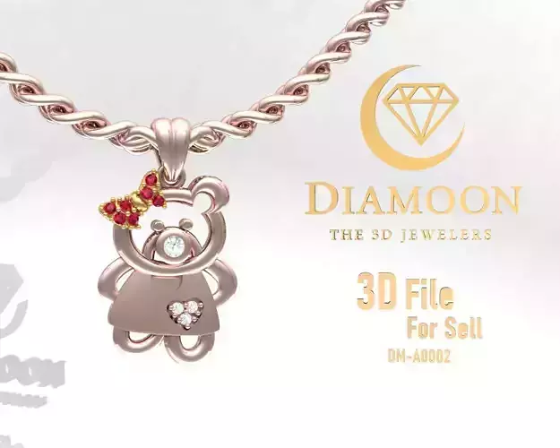 Pendent baby cute Bears for Women and Men diamond and gem