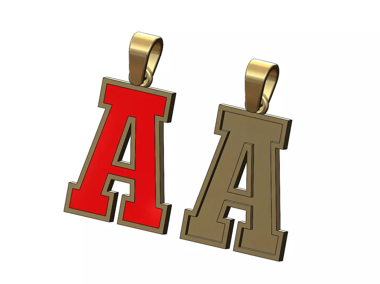 A enamel varsity letter sports letterman jersey pendant charm 3D print model